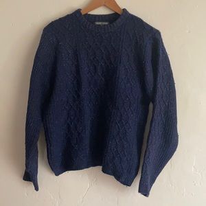 Blue Slate & Stone Size Medium Cabled Heavy Warm Sweater